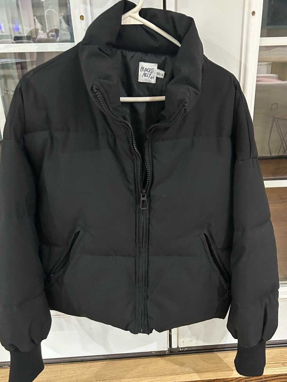 Princess Polly Matte Black Cropped Puffer Jacket